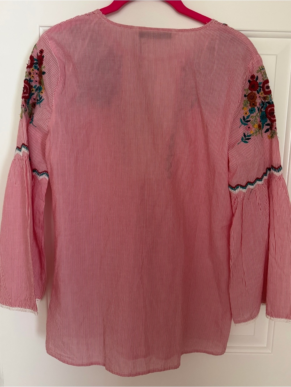 Zara Pink Striped Tunic with Multicolor Floral Embroidery - Picture 2 of 7